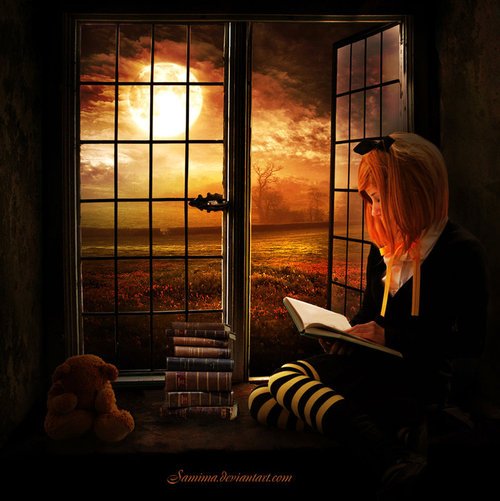 Reading in the moonlight bySamima on deviantART
